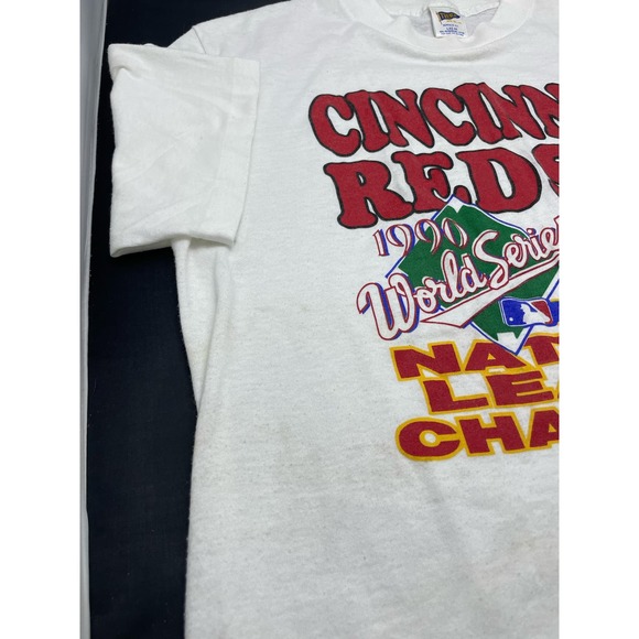 Vintage Trench Cincinnati Reds Size L 1990s World Series Single Stitch T-Shirt - Picture 5 of 9